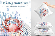 Ocean Animals Watercolor Clipart, an Animal Illustration by LenArt (Thumbnail 3 of 16)