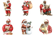 African American Santa Claus Clipart, an Illustration by CraftArtStudio (Thumbnail 2 of 6)