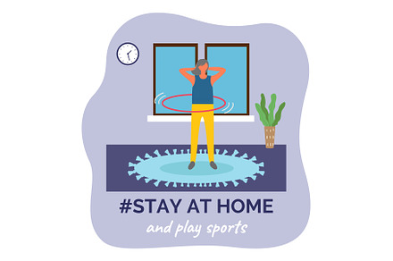 Stay at home and play sports, woman, a School & Education Photo by robuart