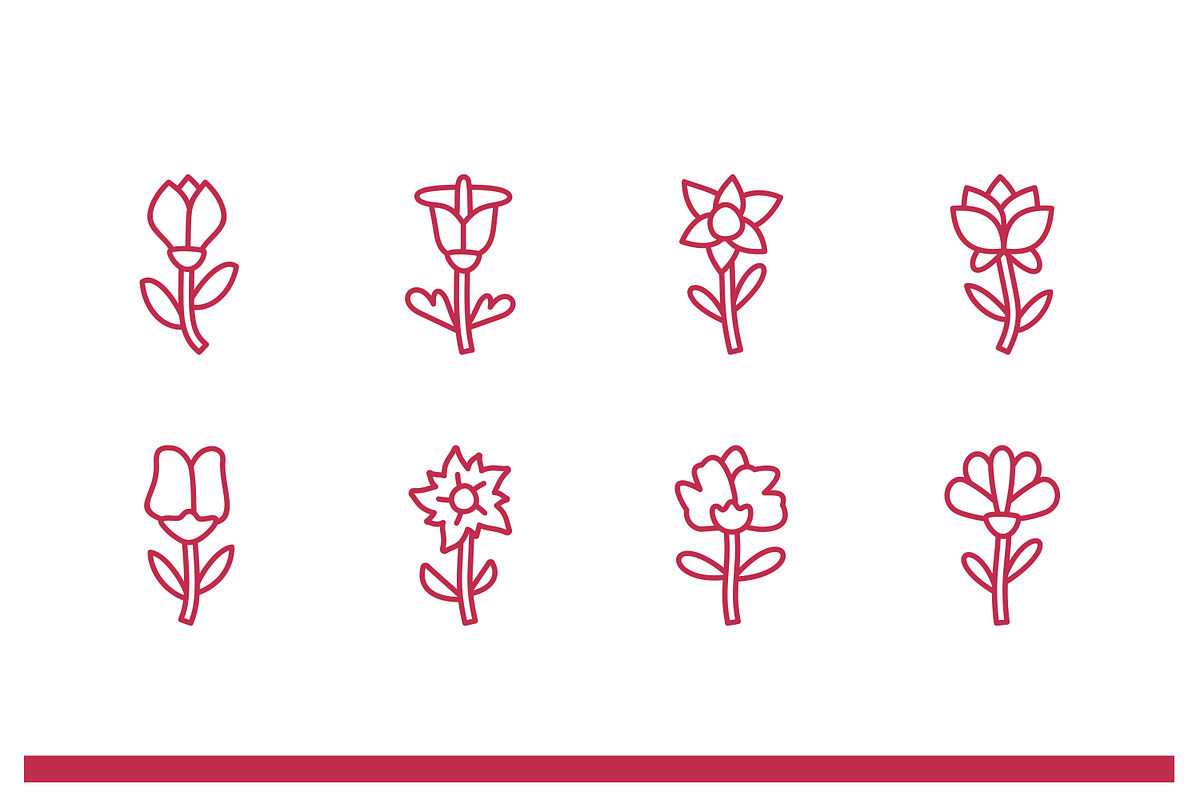 Flowers Outline Icon Pack, an Outline Icon by Tekuni (Photo 11 of 12)