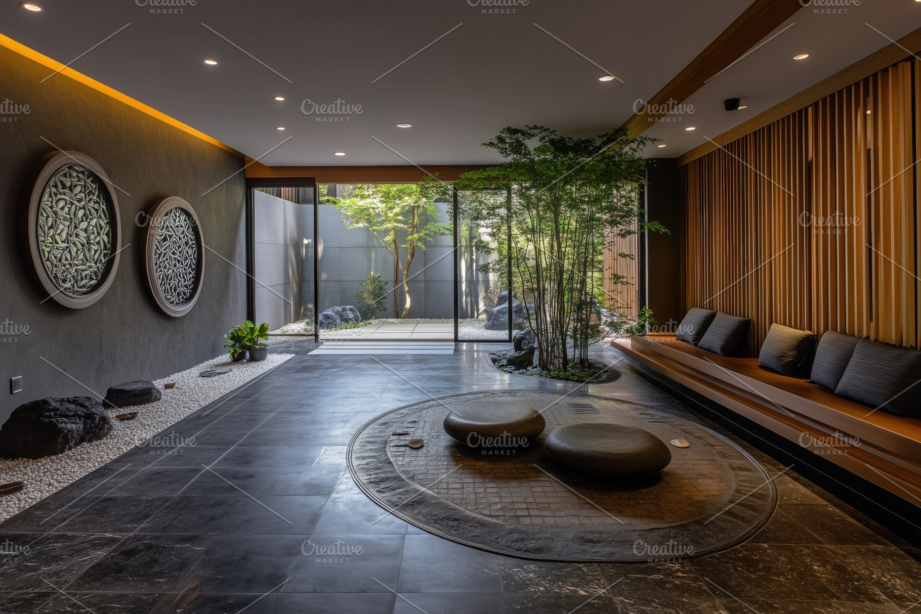 A Asian Zen interior design style serene interior of a modern Japanese-style  ro, an Arts, image size:1820x1214