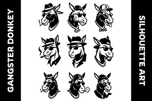 Gangster Donkey Funny Silhouettes, an Object Graphic by nandinigraphics