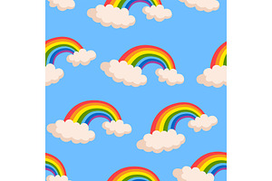 Vector cartoon pattern with rainbows, a Pattern Graphic by Elen_Art