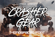 Crasher Gear-Monospaced Display Font, a Handwritten Font by Mofr 24 (Thumbnail 1 of 10)