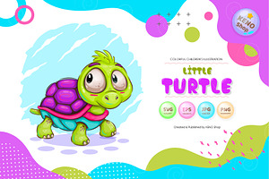 Little cartoon turtle. Tshirt, PNG., an Animal Illustration by KENO Mascots