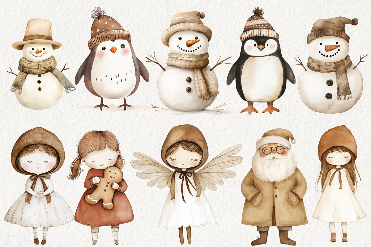 Cute Boho Christmas Clipart, an Illustration by NadiaTheronArt (Photo 3 of 5)