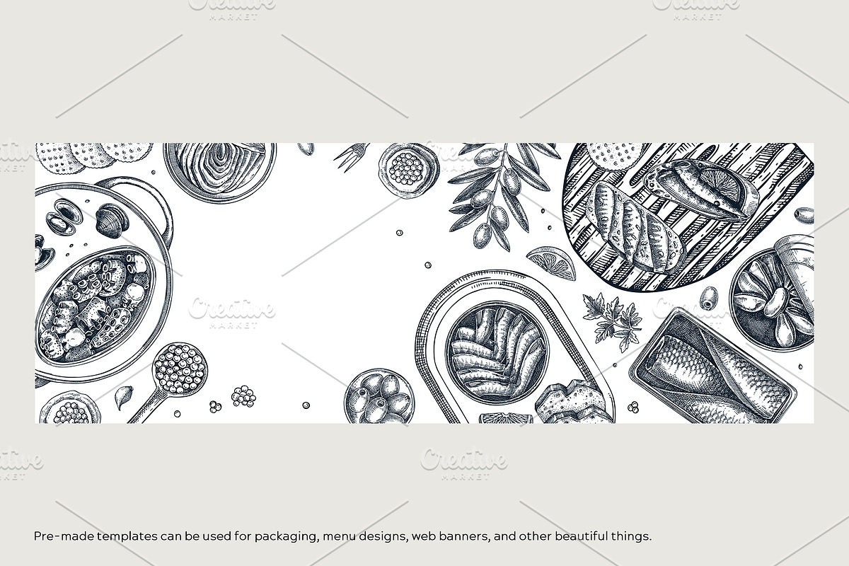 Tinned Fish & Seafood Vector Set, a Food Illustration by Yevheniia (Photo 9 of 14)