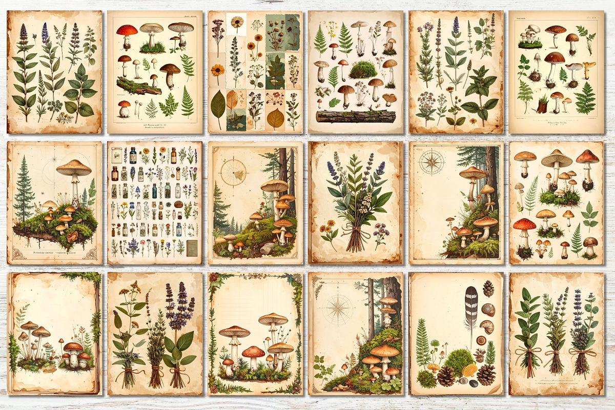 Vintage Botanical Junk Journal Pages, an Object Graphic by Anna Design Studio (Photo 2 of 5)