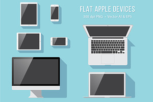 Flat Apple Devices - PNG, AI & EPS, an Object Graphic by Minty Fresh Graphics