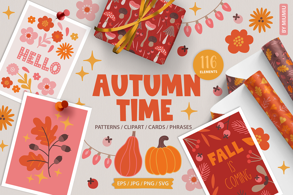 Autumn Time Kit, a Seasonal Illustration by miumiu (Photo 1 of 16)