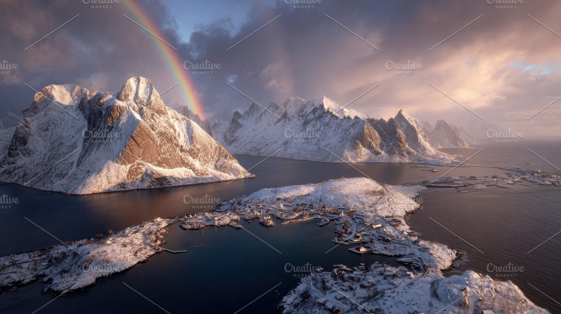 Colorful rainbow over snow, a Photo by Beautiful things