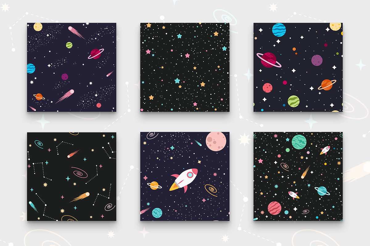 Outer Space Seamless Patterns, a Pattern Graphic by Megs Lang (Photo 3 of 3)