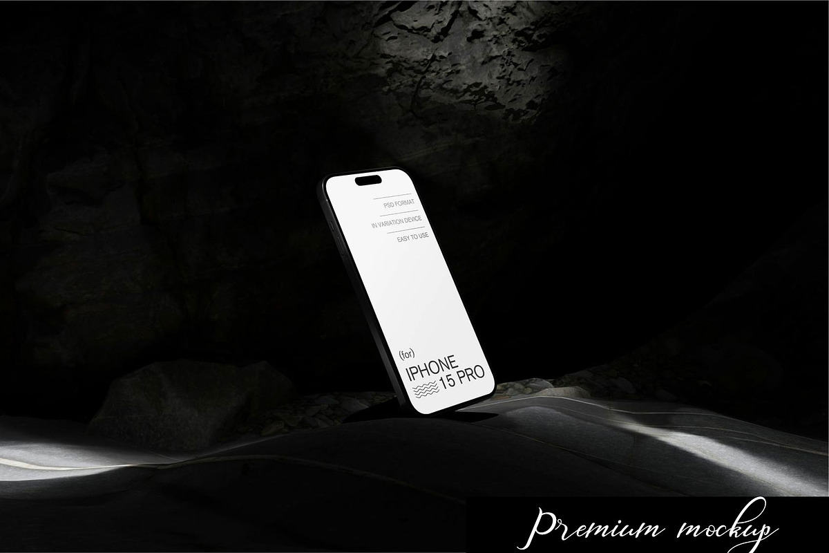 Black iPhone 14 Pro Mockups, an iPhone Mockup by PremiumMockup (Photo 2 of 6)