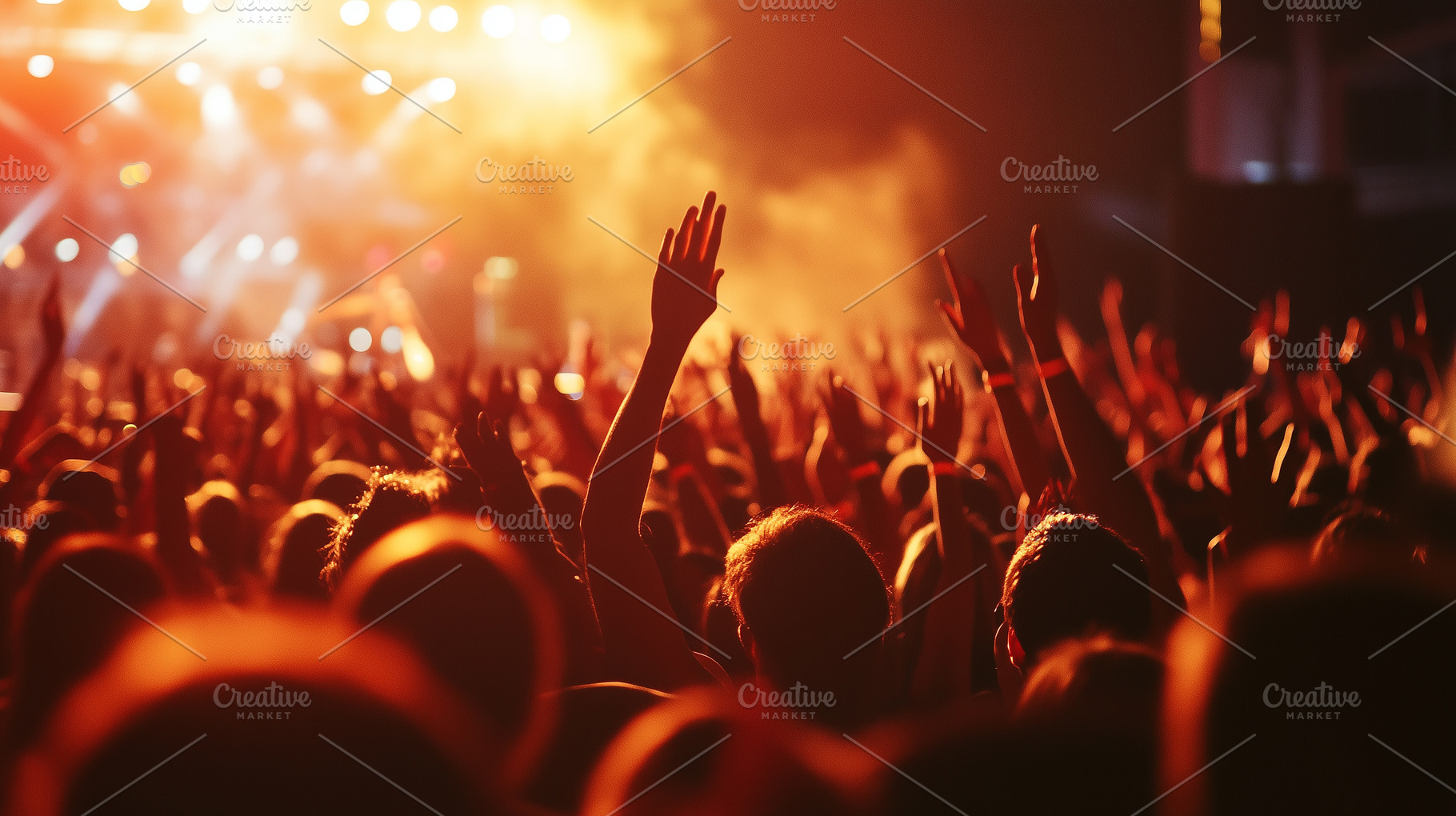 Lively crowd with raised hands enjoy, an Arts & Entertainment Photo by MistyDay