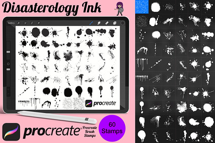Splash Splatter Marks Set 1 Procreat, a Brush Add-On by Disasterology Ink