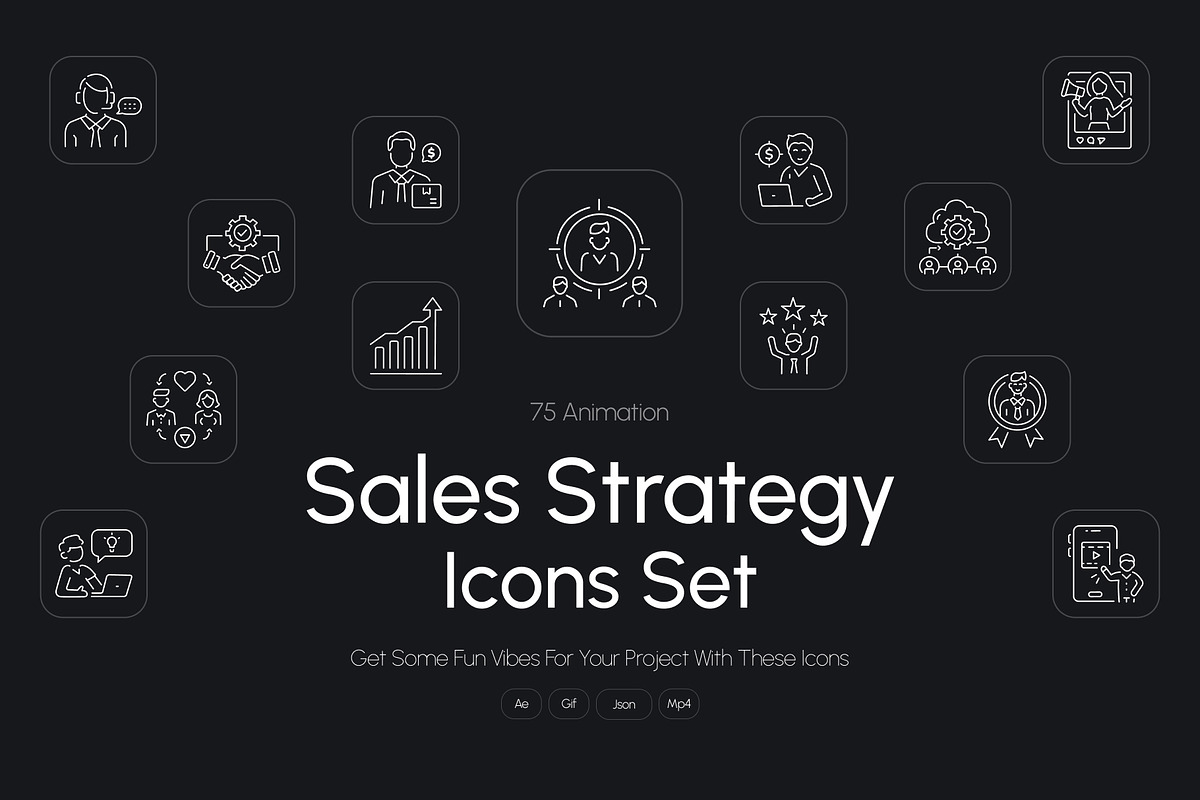 Animated Sales Strategy Icons Set, an Outline Icon by Prosymbols (Photo 1 of 4)