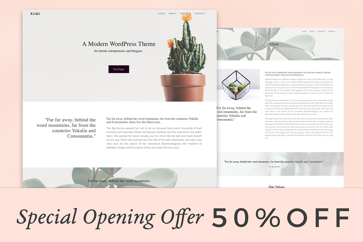 Rumi. Minimal Theme | Page Builder, a WordPress Template by PinkBulletin (Photo 1 of 4)