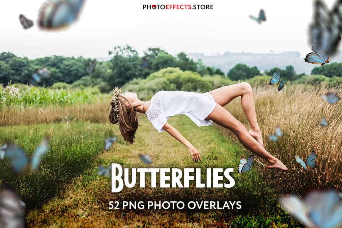 52+ Butterflies Photo Overlays, an Action Add-On by PhotoEffects.Store (Photo 1 of 8)