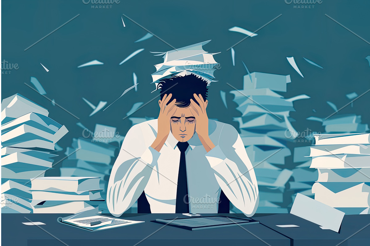Stressed Caucasian male facing, a Finance Illustration by Lermont51
