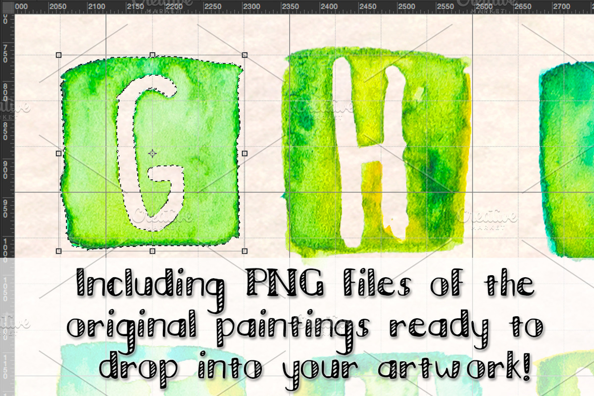 3 Watercolor Alphabet Brush Sets preview 5
