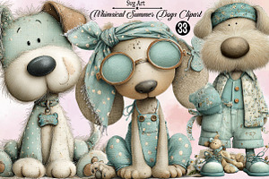 Whimsical Summer Dogs Clipart Bundle, an Illustration by SVGArt