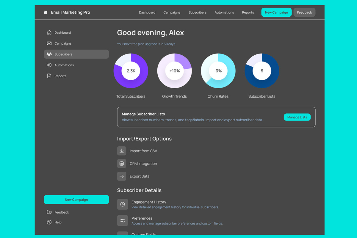 Email marketing Analytics Dashboard, an UI Kit Template by nagaredesignstudio (Photo 4 of 5)
