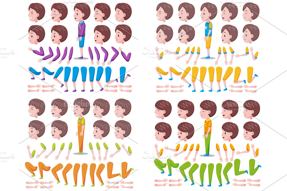 Left View Cute Boys Characters Pack, an Object Graphic by MEDZ (Photo 1 of 5)