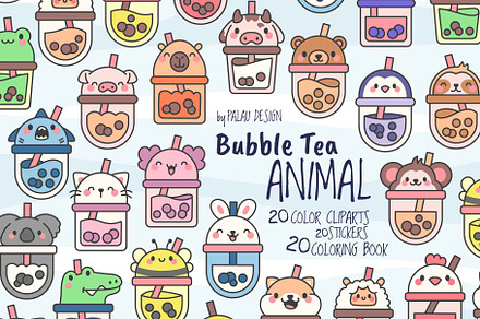 Bubble Tea Animals Kawaii Characters, an Animal Illustration by Palau