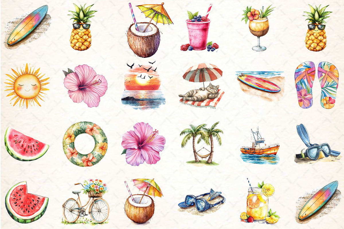 Hand-drawn Summer Sublimation, an Illustration by DreamCafeArt (Photo 3 of 6)