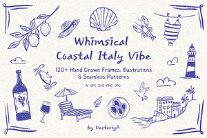 Whimsical Coastal Italy Vibe 120+, an Object Graphic by VectoriyA