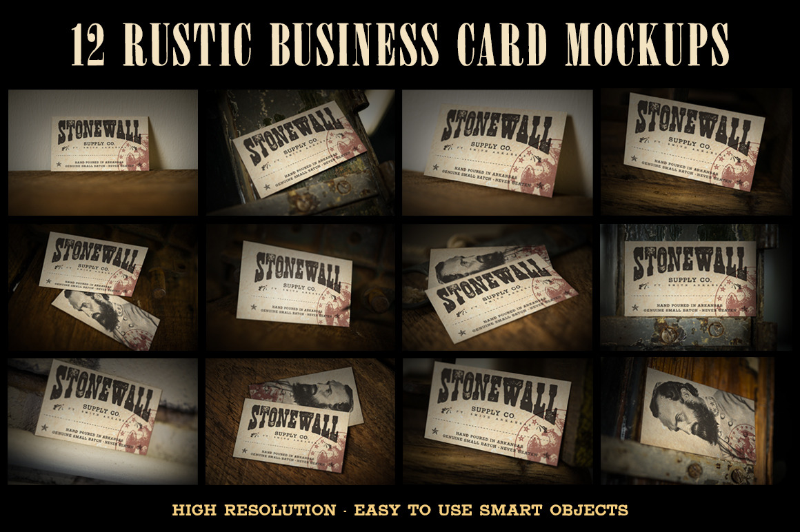 12 Rustic Business Card Mockups, a Product Mockup by The General's Store