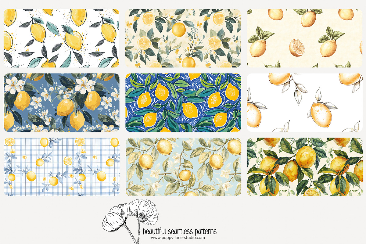 70 lemon seamless pattern, a Pattern Graphic by Poppy Lane Studio