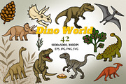 Dino World: Prehistoric Clipart, an Animal Illustration by Elatedowl (Thumbnail 1 of 7)