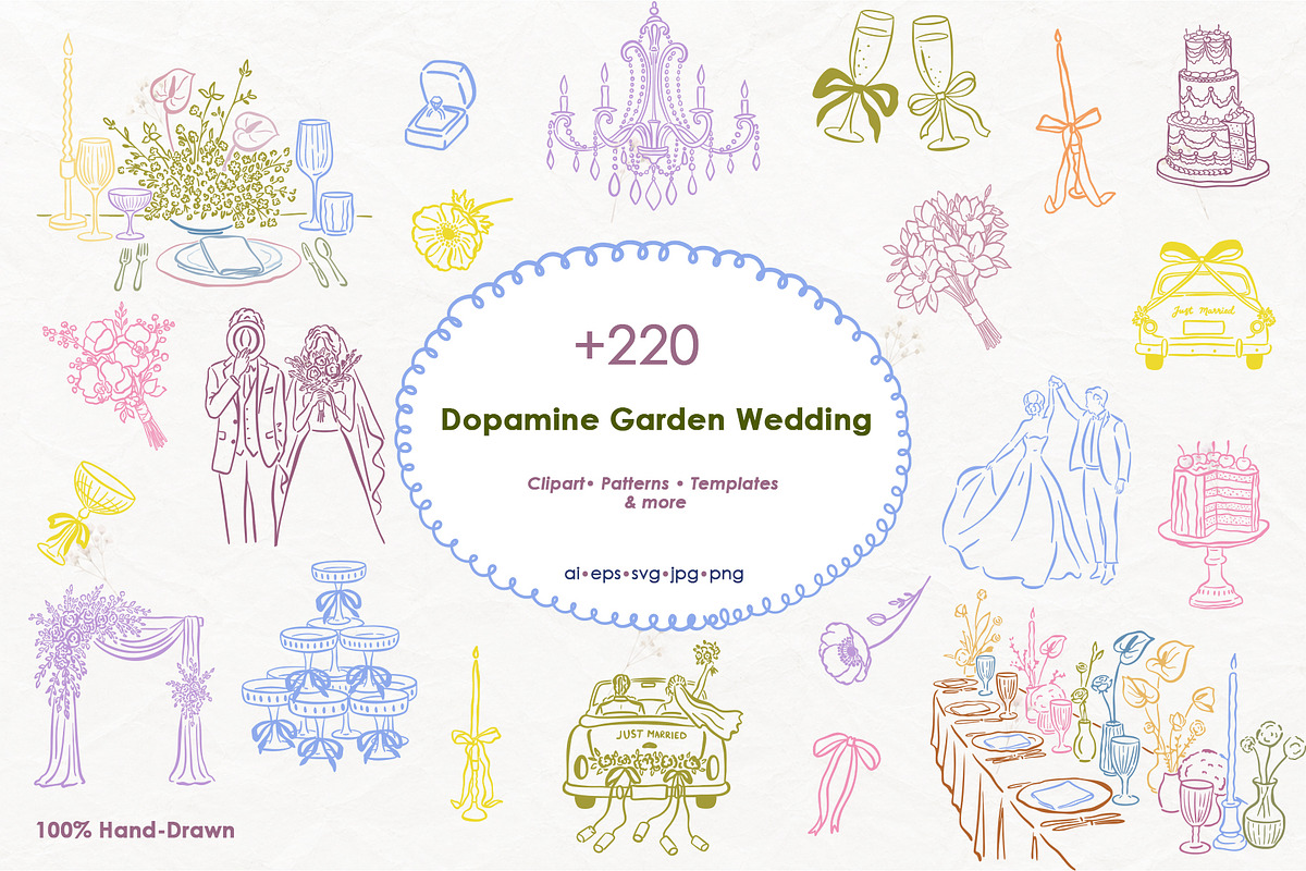 Dopamine Garden Wedding Clipart Pack, a Decorative Illustration by SunnJaneArt (Photo 1 of 20)