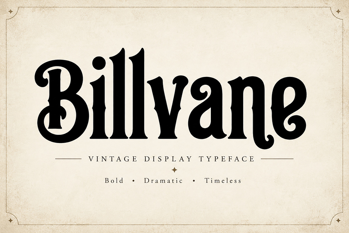 Billvane — Vintage Display Font, a Serif Font by Wow Magic (Photo 1 of 2)