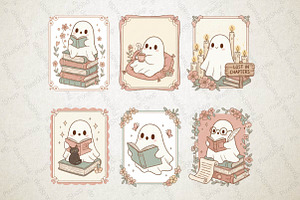 Cute Ghost Book Lover PNG, an Illustration by DreamPrint404