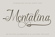 Montalina - Modern Script font, a Script Font by Rishsketch (Thumbnail 1 of 13)