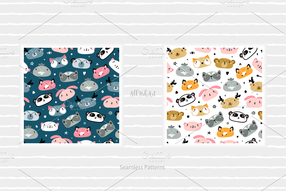Cute Animal Illustrations & Patterns, a Pattern Graphic by AllNikArt (Photo 12 of 15)
