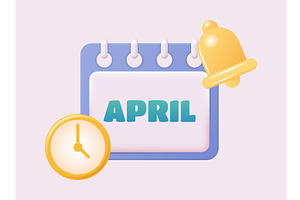 3d Calendar Icon. April. Daily