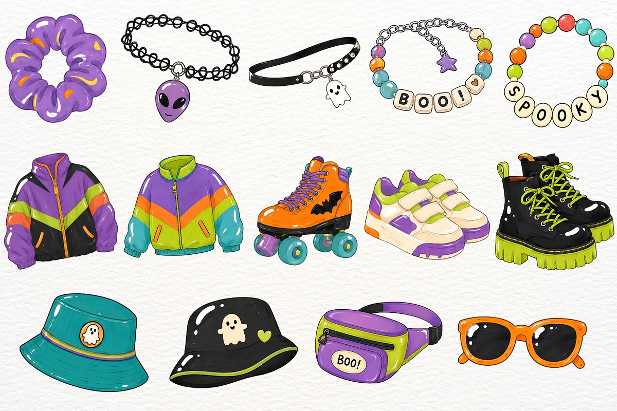 90s Kids Halloween Party Clipart PNG, a Seasonal Illustration by SugarCloudStudioArt (Photo 6 of 6)