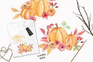 Pumpkin Clipart Bouquets Watercolor