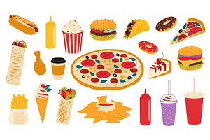 Takeaway fast food meals, a Food Illustration by Buch&Bee