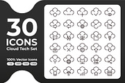 30 Icons Cloud Tech Set, an Outline Icon by romanlypovyi (Thumbnail 1 of 3)