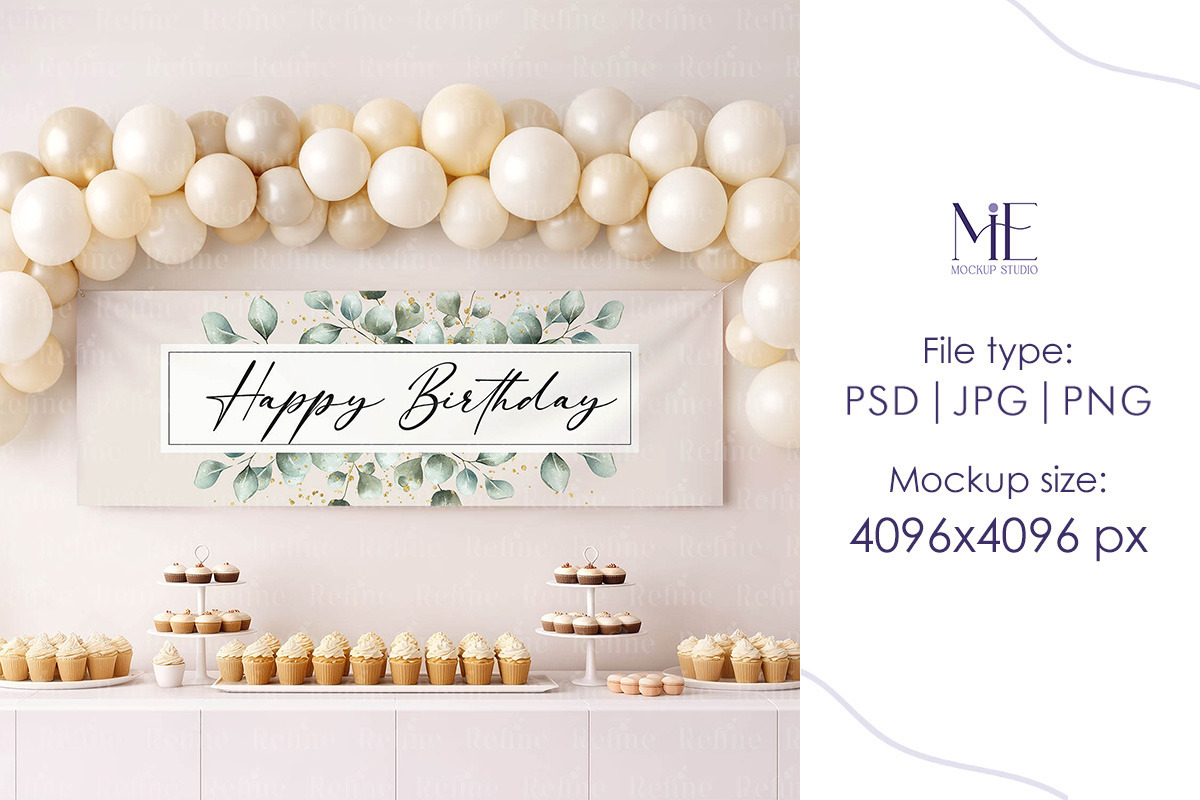 Party Banner Mockup Wall Tapestry, a Merchandise Mockup by Mie Mockup Studio (Photo 7 of 8)