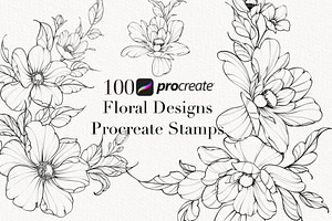 Procreate flower stamp, garden