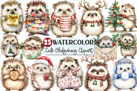 Christmas Cute Hedgehog Clipart