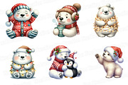 Christmas Polar Bear Clipart Bundle, an Illustration by SinaCreation (Thumbnail 3 of 7)