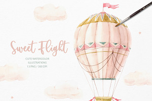 Balloons. Cute baby illustration