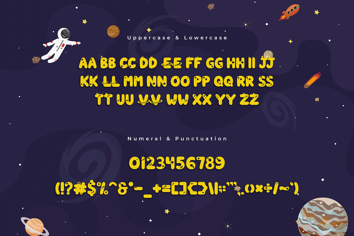 Astromeda - A Modern Space Kids Font, a Sans Serif Font by overlaytemplates (Photo 4 of 5)