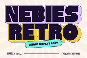 Nebies Retro - Bold Extrude Font, a Sans Serif Font by Nirmana Visual